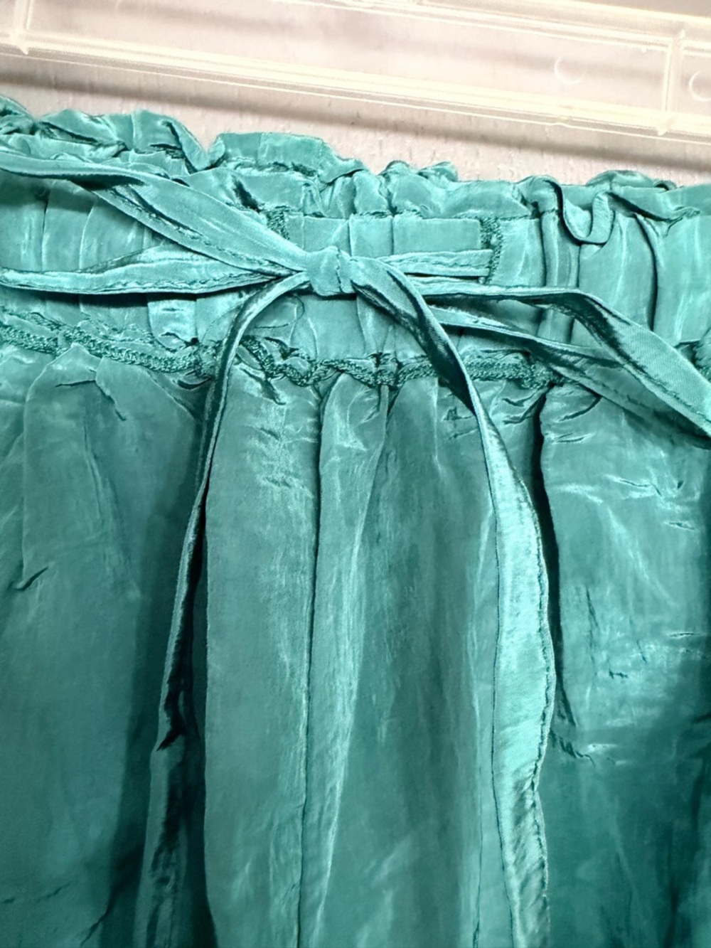 Emerald Green Cropped Lace-Hem Pants - Women's Ankle & Cropped - Picture 3 of 8
